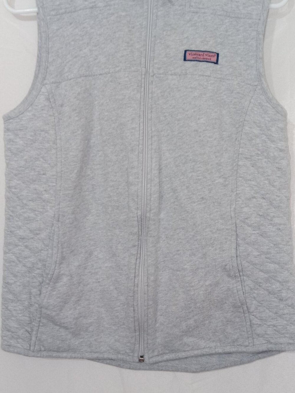 Vineyard Vines Gray Full Zip Quilted Side Vest Womens Small Preppy Coastal - Picture 3 of 11